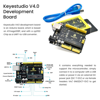 2024 Aktualisierte Version Keyestudio Super Starter Kit für Mega 2560R3 für UNOR3 Board, kompatibel mit Arduino Starter Kit + Tutorial