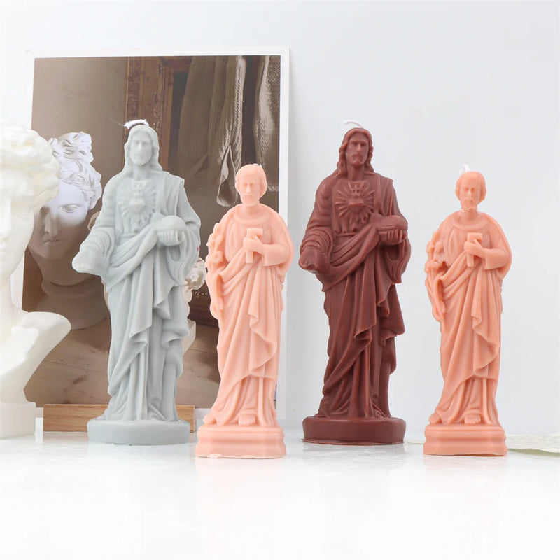 Religious Blessed Virgin Mary Candle Silicone Mold Madonna Goddess Female Deity Portrait Scented Plaster Jesus Resin Epoxy Mould - PST PS Tradings