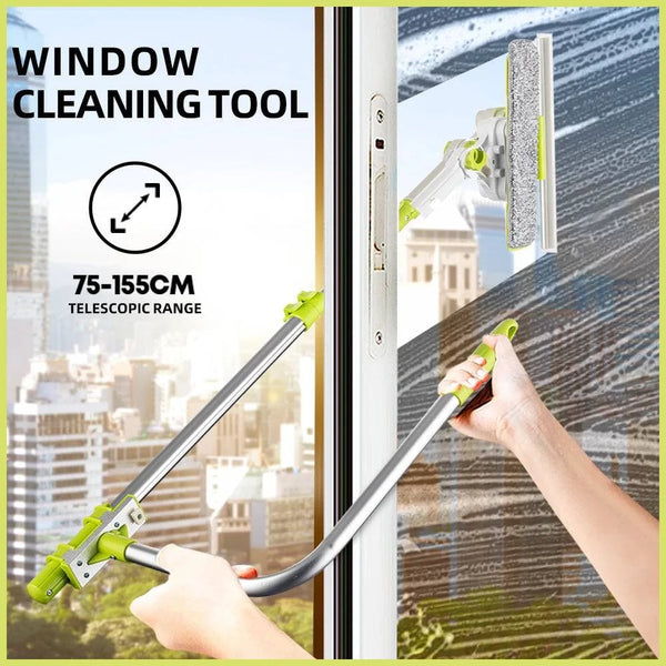 SDARISB Extendable Window Cleaning Tool 2 IN 1 Window Cleaning Brush Silicone Scraper Wiper Tools 180 Rotatable Cleaning Cleaner - Property & Safety Tradings