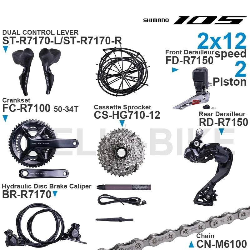 SHIMANO 105 Di2 Groupset ST-R7170 FD-R7150 RD-R7150 FC-R7100 CS-R7100 BR-R7170 BT-DN300 CN-M6100 Original Parts - Property & Safety Tradings