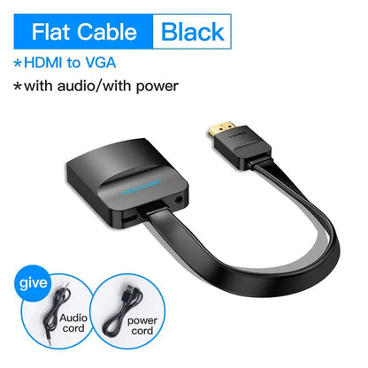 Vention HDMI to VGA Adapter HDMI Male to VGA Felame HD 1080P Audio Cable Converter With 3.5 Jack for PS4 Laptop PC Box Projector - Property & Safety Tradings