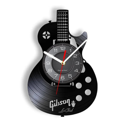 Acoustic Guitar Wall Art Wall Clock Musical Instrument Home Interior Wall Decor Vinyl Record Wall Clock Rock n Roll Musical Gift - PST PS Tradings