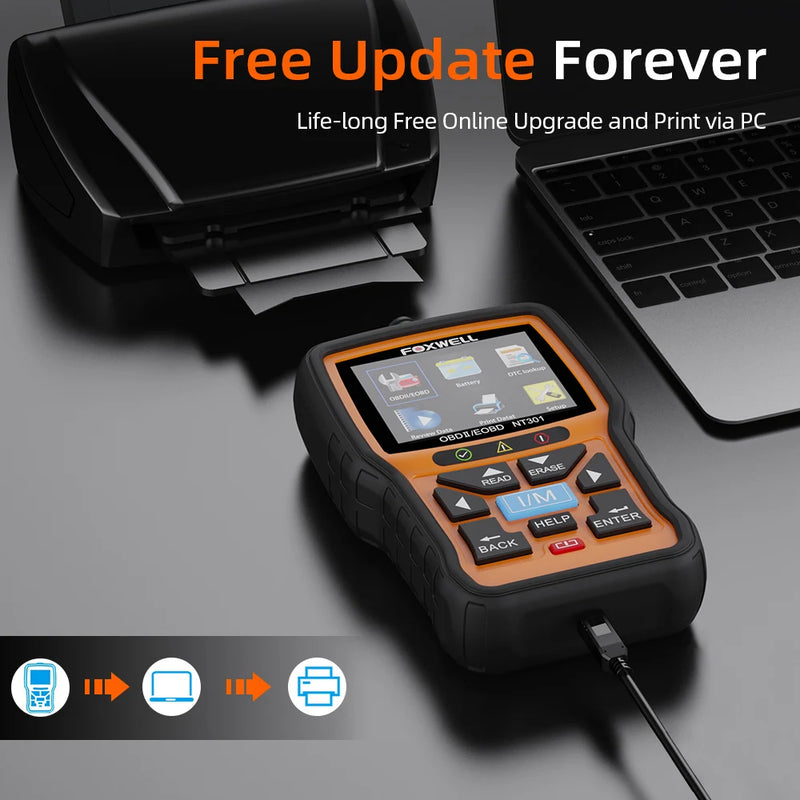 FOXWELL NT301 OBD2 Scanner Check Engine Code Reader Professional ODB2 OBD2 Automotive Scanner Car Diagnostic Tools PK ELM327 - PST PS Tradings