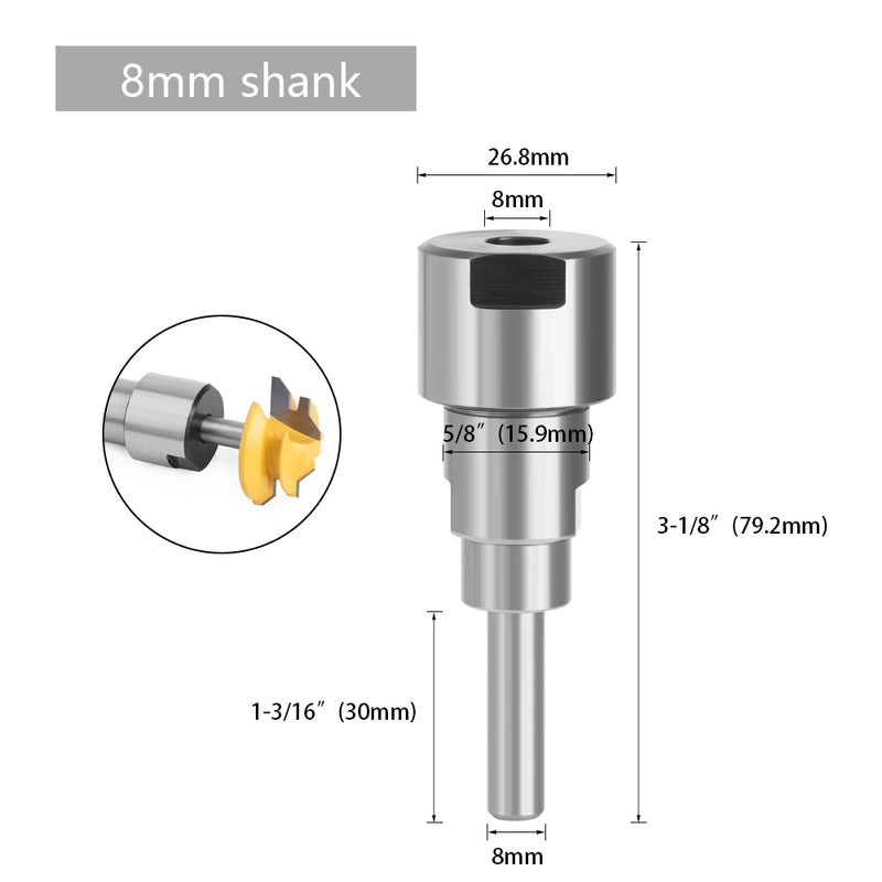 LAVIE 1 pc 1/4" 8mm 12mm 1/2" Shank Router Bit Extension Rod Collet Engraving Machine Extension Milling Cutter For Wood MC04003