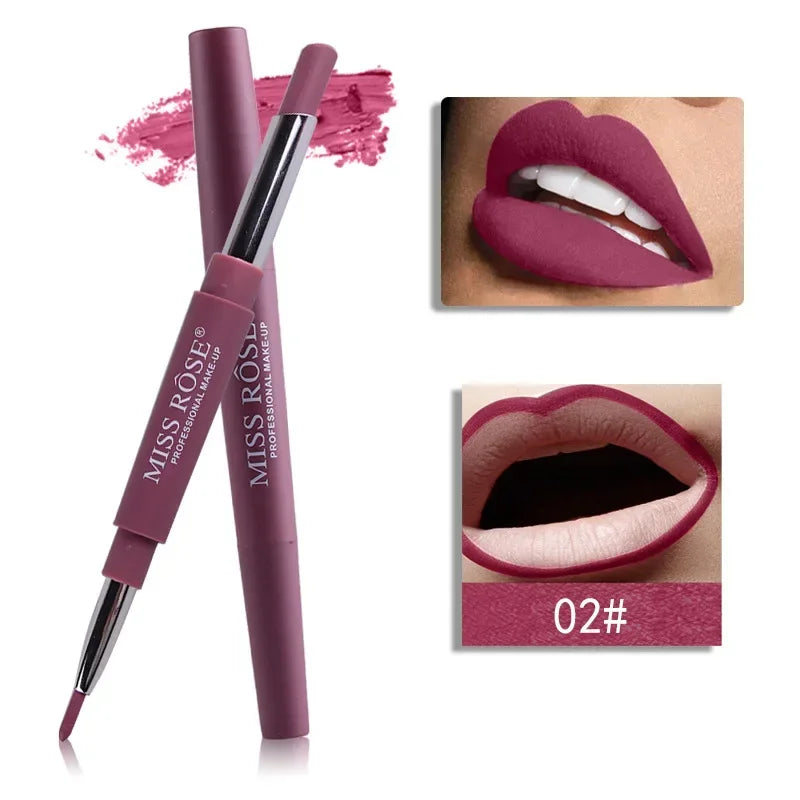 8 farbe Doppel-ende Lip Make-Up Lippenstift Bleistift Wasserdichte Langlebige Farbton Sexy Red Lip Stick Schönheit Matte Liner stift Lippenstift