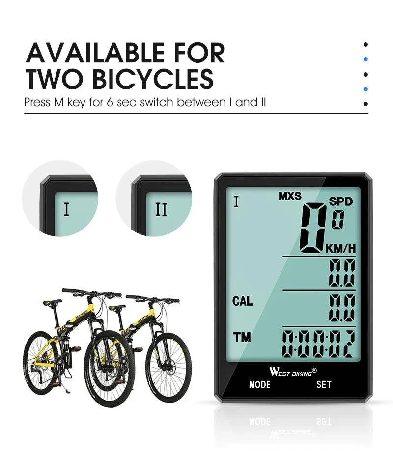 WEST BIKING 2.8 inch Bicycle Computer Large Screen Speedometer Wireless Wired Waterproof Sensor Cycling Odometer Bike Computer - Property & Safety Tradings