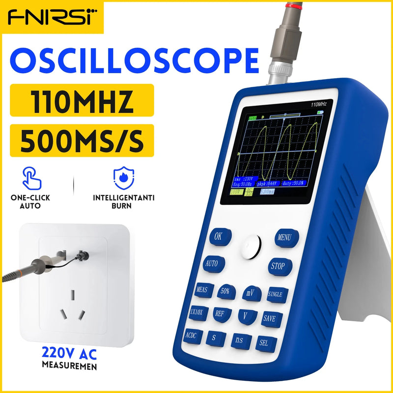 Fnirsi 1 c15 profession elles digitales Oszilloskop 110MHz analoge Bandbreite 500 ms/s Abtastrate unterstützt 1kHz Rechteck welle 400V.