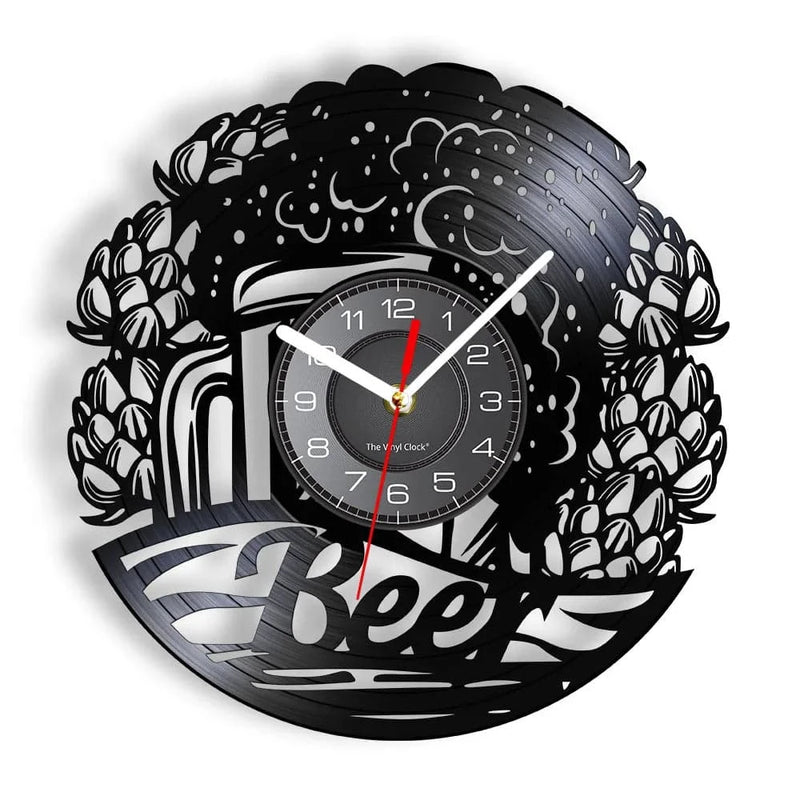 Beer Bar Wall Decor Modern Clock Drinking Hour Pub Vinyl Record Wall Clock Wall Watch Beer Club Decor - PST PS Tradings