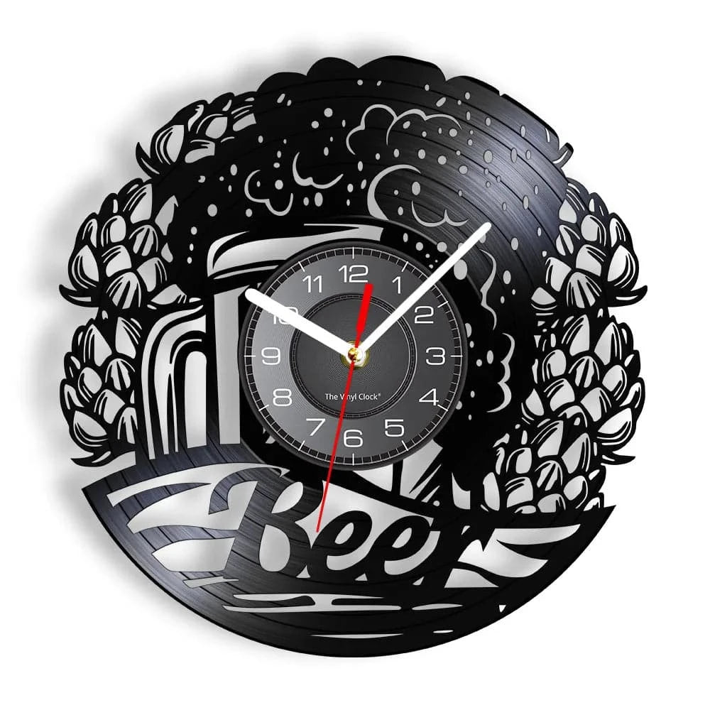 Beer Bar Wall Decor Modern Clock Drinking Hour Pub Vinyl Record Wall Clock Wall Watch Beer Club Decor - Property & Safety Tradings