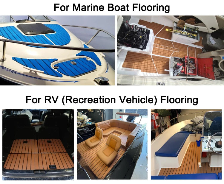 580x2400x5mm EVA Foam Faux Teak Boat Decking Mat Brown Deck Sheet Yacht Flooring Anti Skid Mat Self Adhesive Vehicle Pad