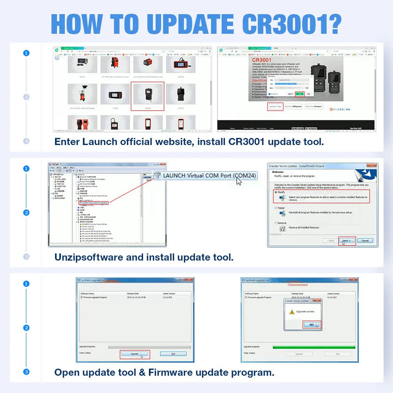 Launch X431 CR3001 Support Full OBDII/EOBD function Creader 3001 diagnostic tool Multilingual code reader scanner PK CR319 OM123 - PST PS Tradings