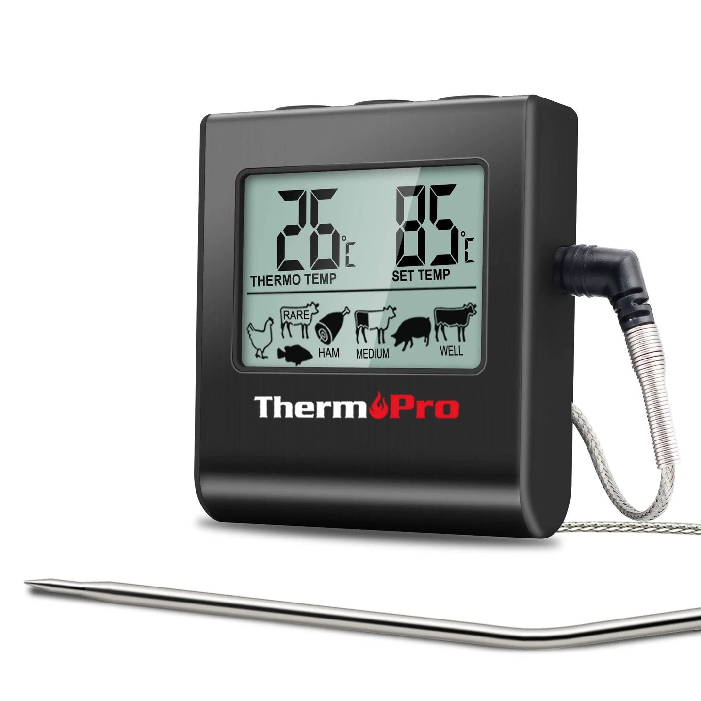 ThermoPro TP-16 Digital Thermometer For Oven Smoker Candy Liquid Kitchen Cooking Grilling Meat BBQ Thermometer and Timer - Property & Safety Tradings