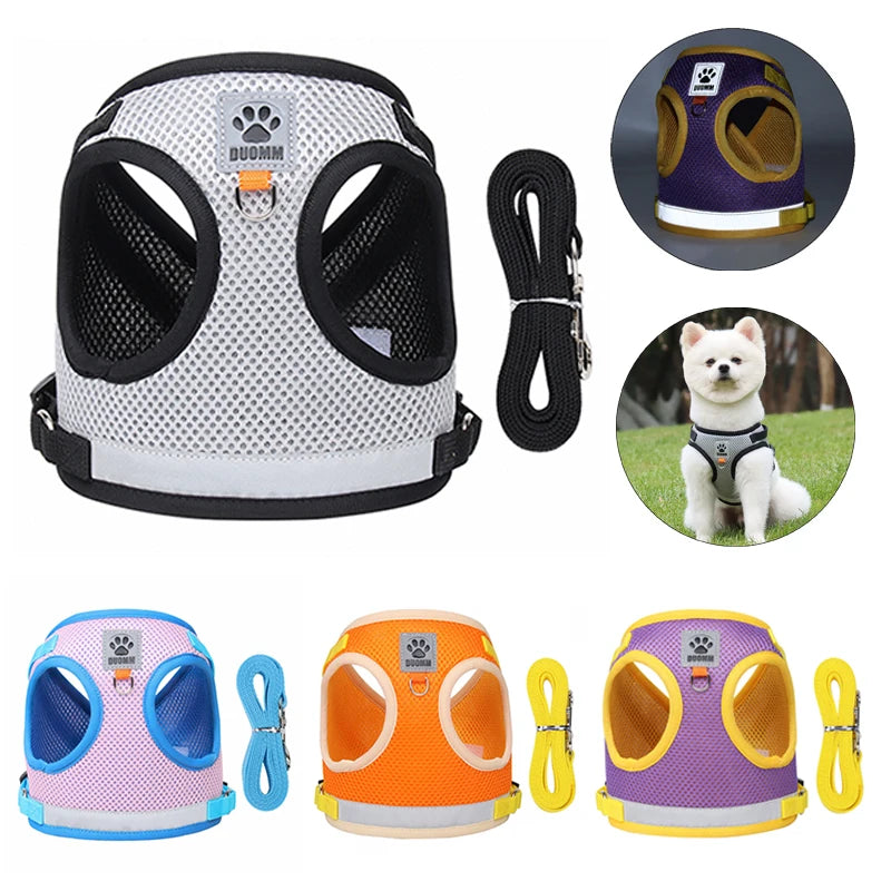 Reflective Safety Pet Dog Harness and Leash Set for Small Medium Dogs Cat Harnesses Vest Puppy Chest Strap Pug Chihuahua Bulldog - PST PS Tradings