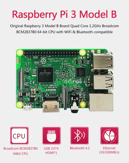 Original Raspberry Pi 3 Model B /3B+ Plus BCM2837 1.2G ,Raspberry Pi 3 B+ with 2.4G & 5G WIFI 4.2 Bluetooth and PoE