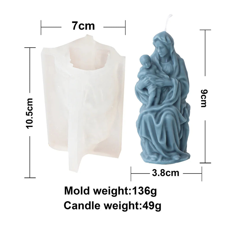 Religious Blessed Virgin Mary Candle Silicone Mold Madonna Goddess Female Deity Portrait Scented Plaster Jesus Resin Epoxy Mould - PST PS Tradings