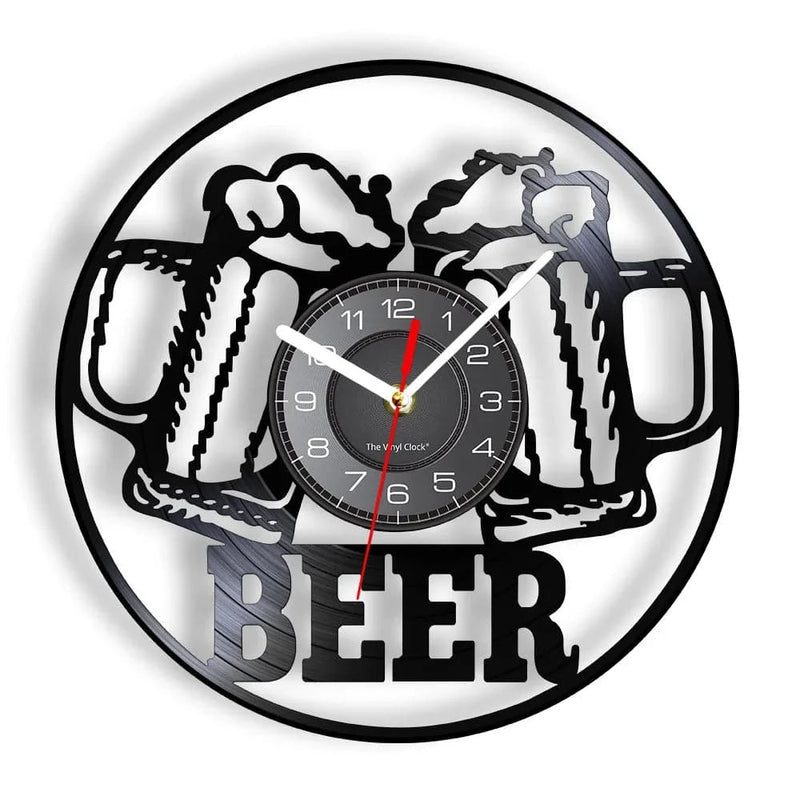 Beer Bar Wall Decor Modern Clock Drinking Hour Pub Vinyl Record Wall Clock Wall Watch Beer Club Decor - Property & Safety Tradings