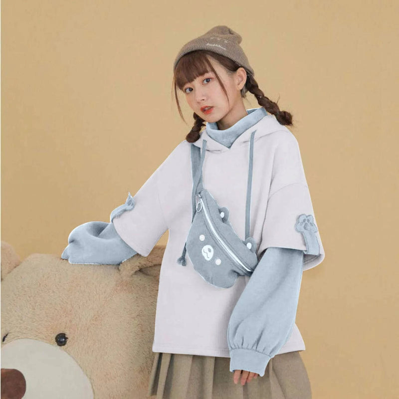 3XL Harajuku Aesthetic Bear Anime Hoodie Women Korean Kawaii Crewneck Long Sleeve Oversize Streetwear Kpop Y2K Winter Cloth Top - Property & Safety Tradings