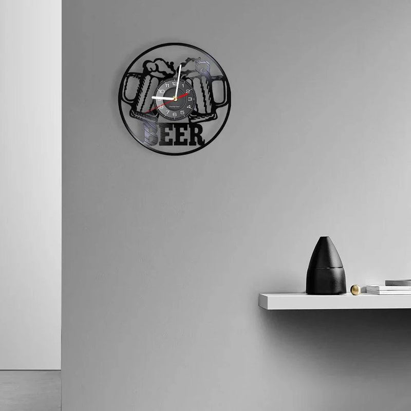 Beer Bar Wall Decor Modern Clock Drinking Hour Pub Vinyl Record Wall Clock Wall Watch Beer Club Decor - PST PS Tradings