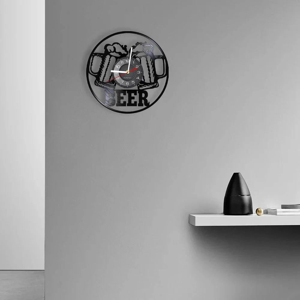 Beer Bar Wall Decor Modern Clock Drinking Hour Pub Vinyl Record Wall Clock Wall Watch Beer Club Decor - Property & Safety Tradings