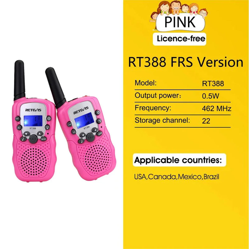 RETEVIS RT388 Walkie Talkie Children 2 Pcs Children's Radio Receiver Walkie-Talkie Kids Birthday Gift Child Toys for Boys Girls