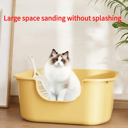 Cat Litter Box with Large Splash Proof Open Design and Free Shovel Suitable for Those Weighing Less Than 30 Pounds - PST PS Tradings