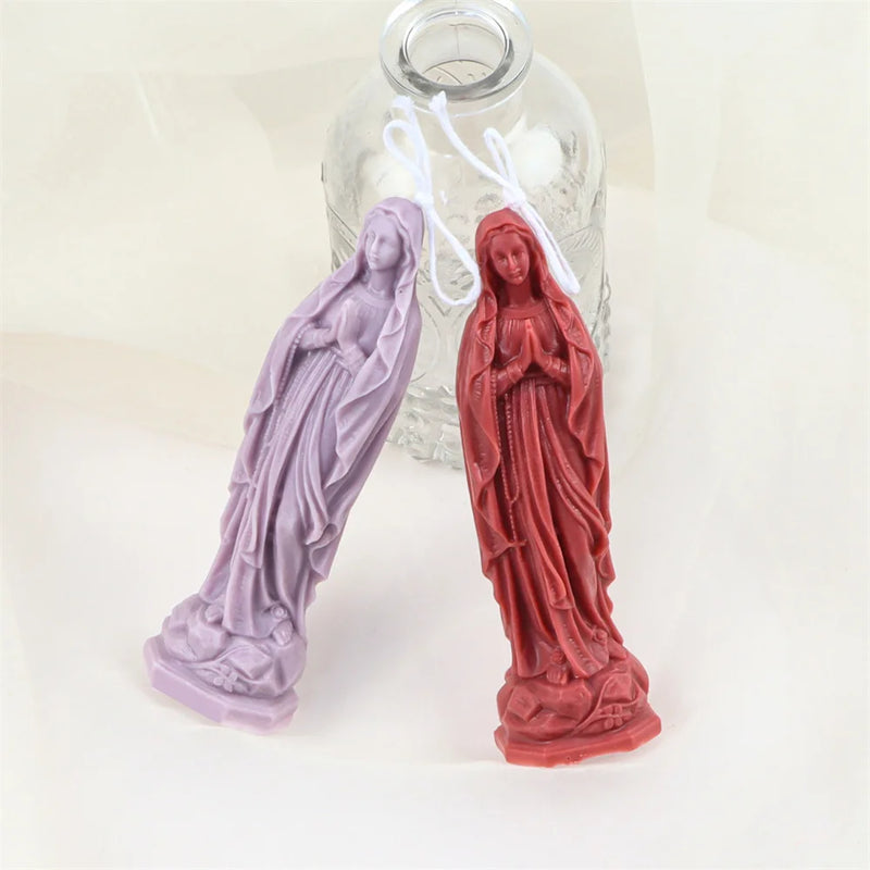 Religious Blessed Virgin Mary Candle Silicone Mold Madonna Goddess Female Deity Portrait Scented Plaster Jesus Resin Epoxy Mould - PST PS Tradings