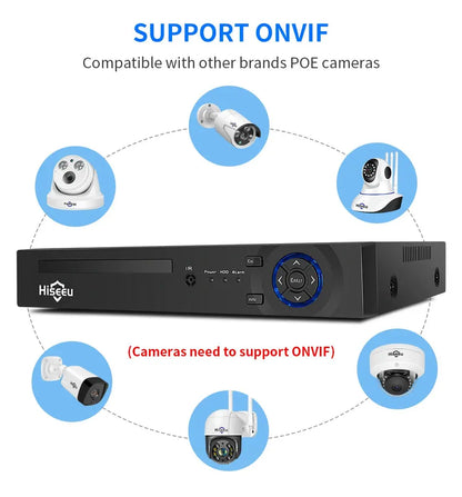 Hiseeu H.265+ 4CH 10CH 16CH POE NVR For IP Security Surveillance Camera CCTV System 5MP 8MP 4K Audio Video Recorder Face Detect - Property & Safety Tradings