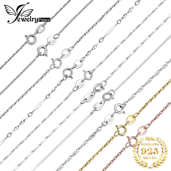 JewelryPalace Genuine 100% 925 Sterling Silver Necklace Ingot Twisted Trace Belcher Snake Bar Singapore Box Chain Necklace Women - PST PS Tradings