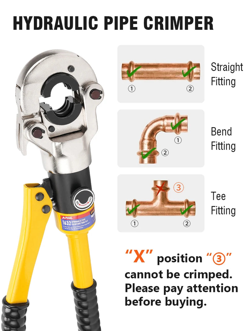 Europe Warehouse Hydraulic Pex Pipe Crimping Tools for Pex,Stainless Steel and Copper Pipe with TH,U,V,M,VAU jaws