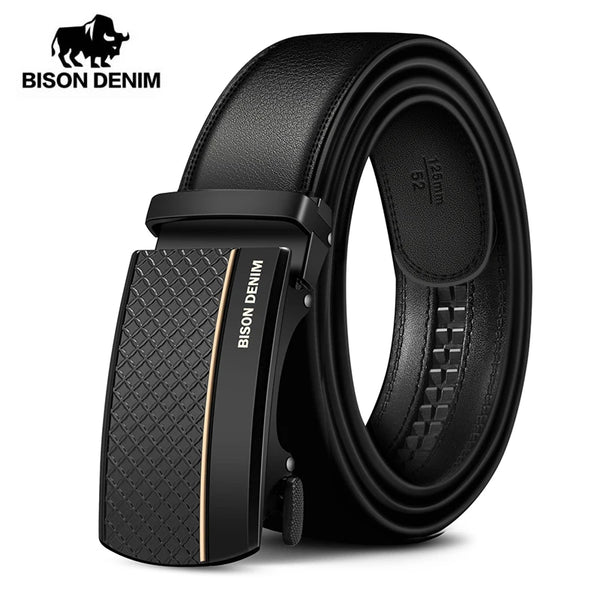 BISON DENIM Echtes Leder Automatische Männer Gürtel Luxus Strap Gürtel für Männer Designer Gürtel Männer Hohe Qualität Mode Gürtel N71416