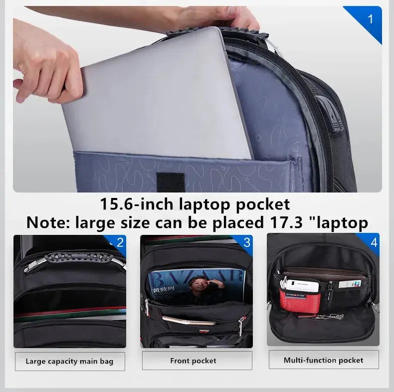 multifunction large capacity male bag fashion travel usb charging waterproof anti-theft 15.6 inch 17 inch laptop backpack men - Property & Safety Tradings