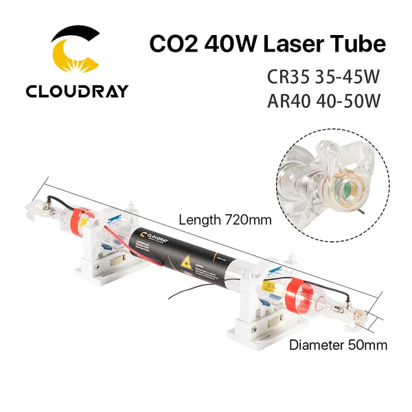 Cloudray  35-45W Co2 Metal Glass Laser Tube 720MM 40W Glass Laser Lamp for CO2 Laser Engraving Cutting Machine