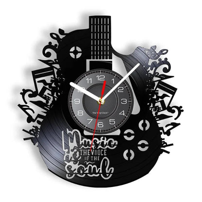 Acoustic Guitar Wall Art Wall Clock Musical Instrument Home Interior Wall Decor Vinyl Record Wall Clock Rock n Roll Musical Gift - PST PS Tradings