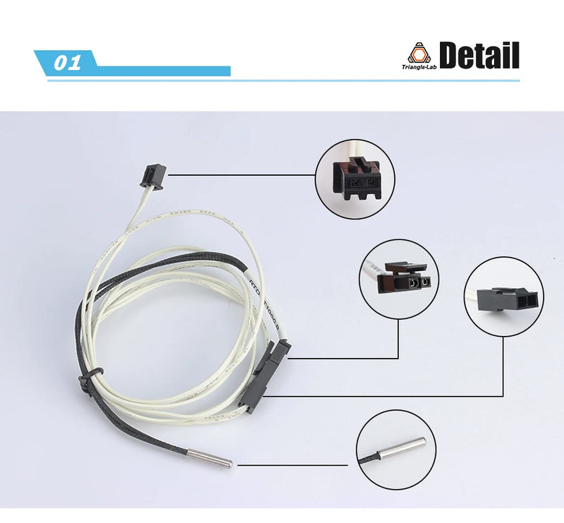 Trianglelab PT1000 Thermistor Cartridge for 3D printer Volcano/ v6 heater block UPTO 450C PEEK PEI PT100 printing