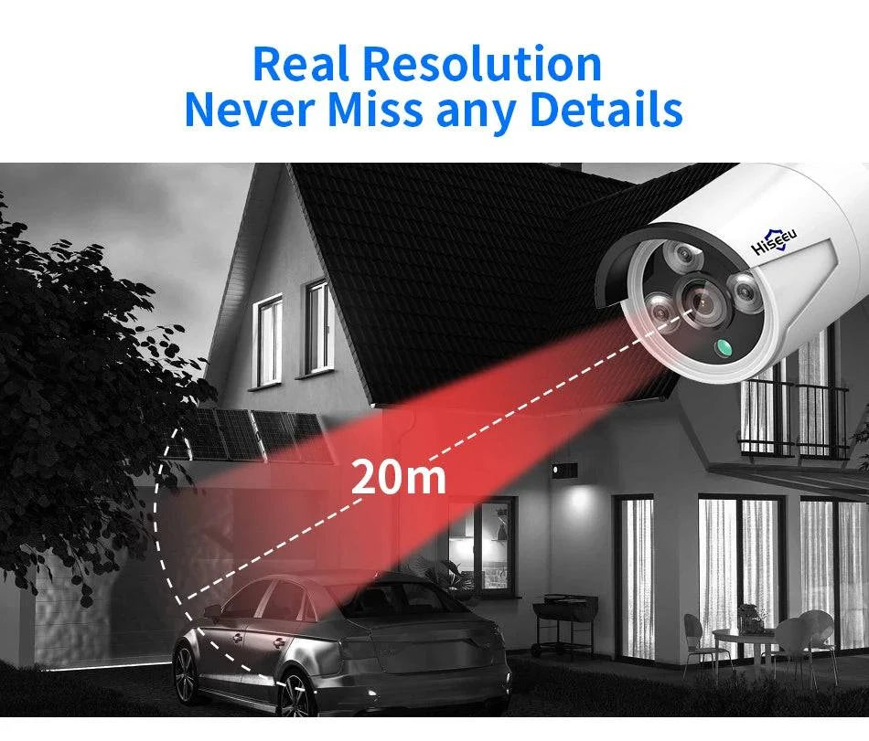 Hiseeu H.265 POE IP 4MP 5MP CCTV IP Surveillance Security Camera for Audio Record POE NVR System Waterproof Outdoor Night Vision - Property & Safety Tradings