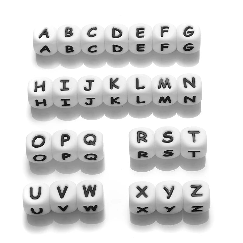 26Pcs Silicone English Letter Beads 12mm Alphabet Silicone Chewing Bead for Pacifier Clip Chain Teether Accessories BPA Free - PST PS Tradings