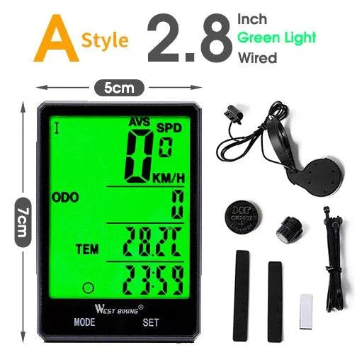 WEST BIKING 2.8 inch Bicycle Computer Large Screen Speedometer Wireless Wired Waterproof Sensor Cycling Odometer Bike Computer - Property & Safety Tradings