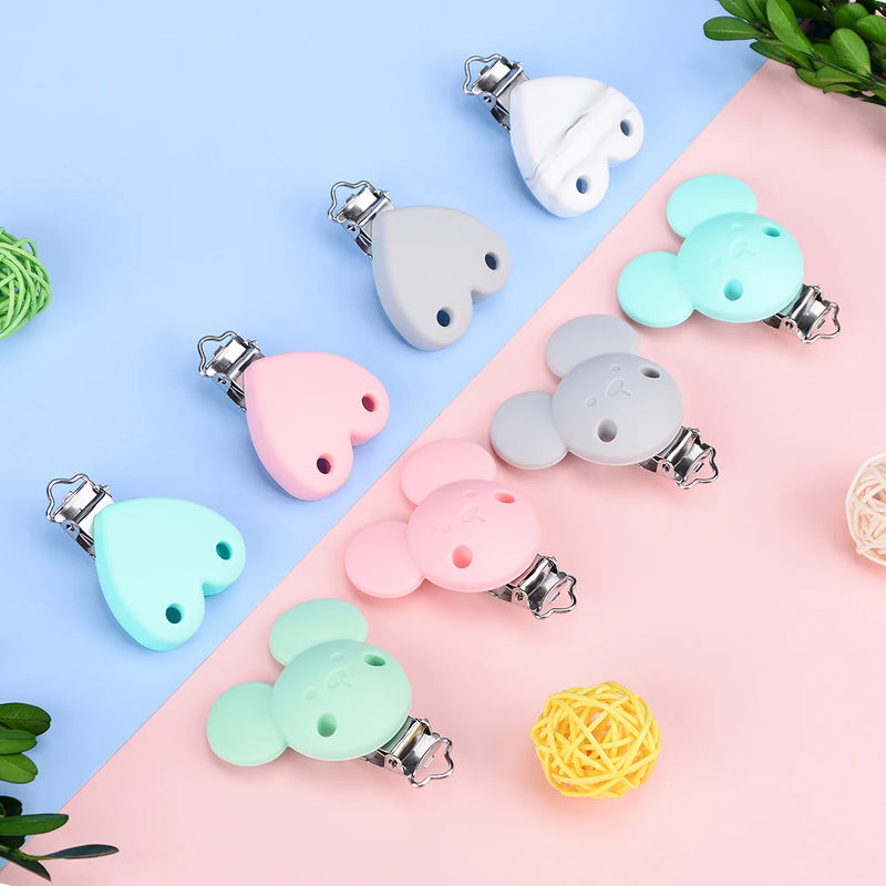 2PCS Lofca Silicone Clips Round Shaped Baby Pacifier Round Clips BPA Free DIY Pacifier for Chain Nursing Teething - PST PS Tradings