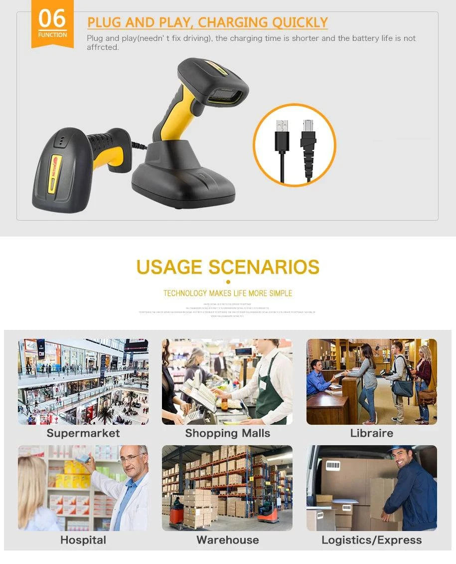 NETUM NT-1698W Handheld Wirelress Barcode Scanner AND NT-1228BL Bluetooth 1D/2D QR Bar Code Reader PDF417 for IOS Android IPAD - PST PS Tradings