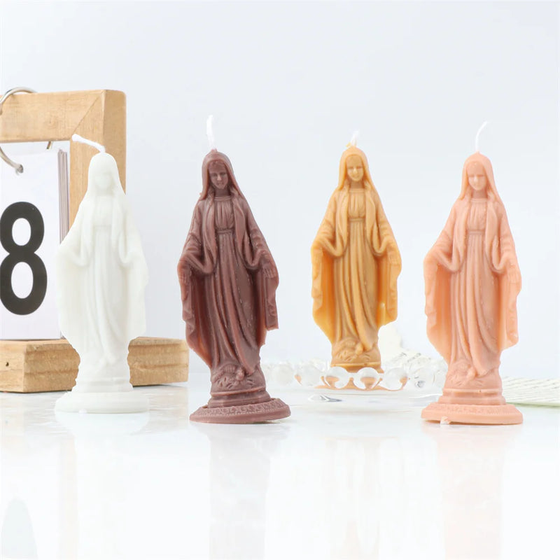 Religious Blessed Virgin Mary Candle Silicone Mold Madonna Goddess Female Deity Portrait Scented Plaster Jesus Resin Epoxy Mould - PST PS Tradings