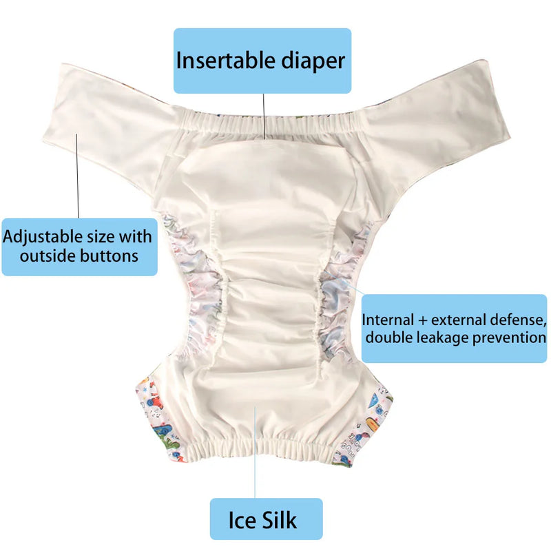 Ice Silk Adult Cloth Disaper Waterproof Old Man's Diaper Pants Reusable Diapers Trouser Pocket Anti-leak Breathable Nappy Pads - PST PS Tradings