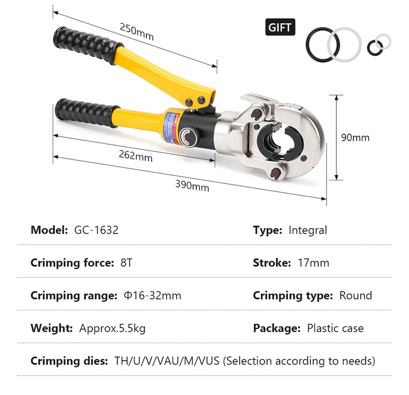 Europe Warehouse Hydraulic Pex Pipe Crimping Tools for Pex,Stainless Steel and Copper Pipe with TH,U,V,M,VAU jaws