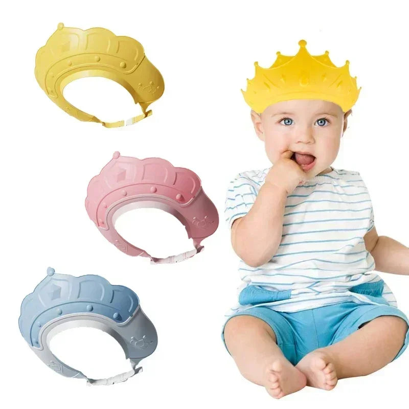 Shampoo Hat Children's Bath Hat Crown, Infant Shampoo Hat Waterproof and Adjustable Silicone Ear Protector Baby Tool - PST PS Tradings