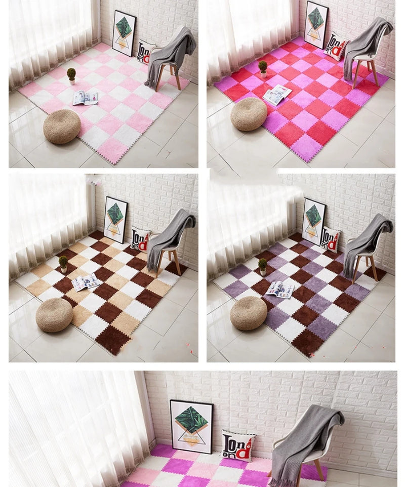 5/10/20 Pcs DIY 30*30*1.1-1.2cm Thick Living Room Bedroom  Kids Room Soft Carpet Magic Patchwork Jigsaw Splice Baby Climbing Mat