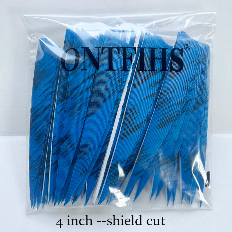 25 Pcs 4 Inch Hunting Arrow Feather Shield Cut Archery Real Turkey Cut Fetches Feathers for Arrows DIY - Property & Safety Tradings