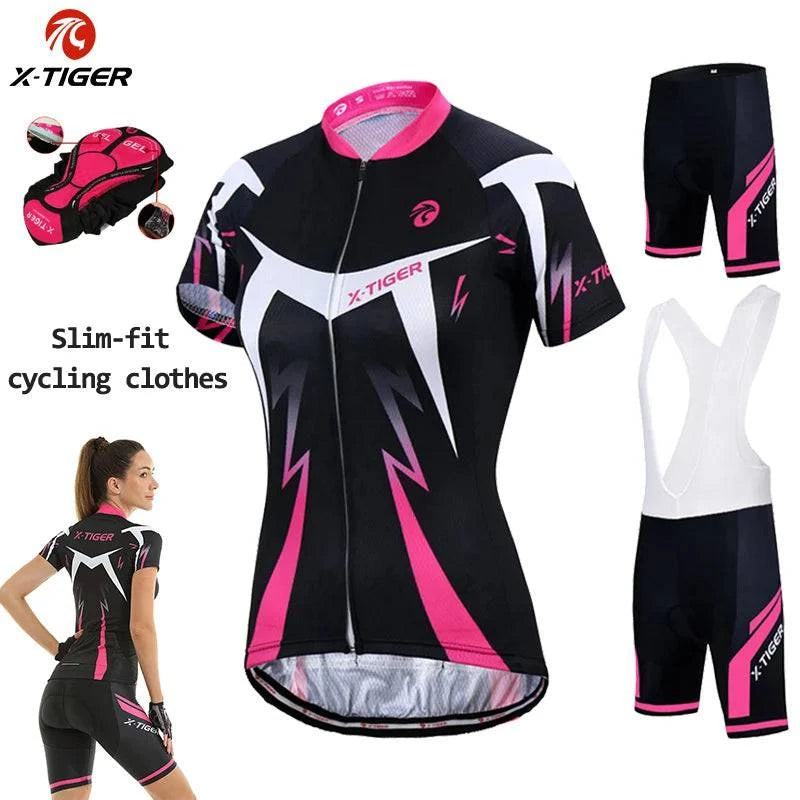 X-Tiger Women's Cycling Jersey Set Summer Anti-UV Cycling Bicycle Clothing Quick-Dry Mountain Female Bike Clothes Cycling Set - Property & Safety Tradings