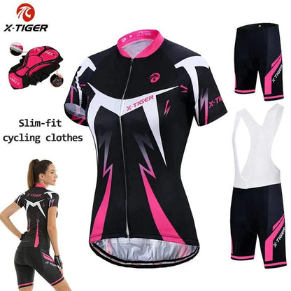 X-Tiger Women's Cycling Jersey Set Summer Anti-UV Cycling Bicycle Clothing Quick-Dry Mountain Female Bike Clothes Cycling Set - Property & Safety Tradings