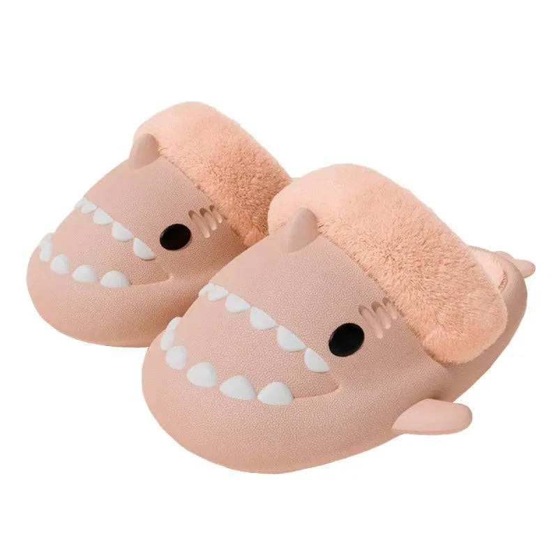 Comwarm Shark Plush Slippers For Women Men Autumn And Winter Warm Cartoon Cotton Slipper Non-Slip Waterproof Outdoor Home Shoes - PST PS Tradings