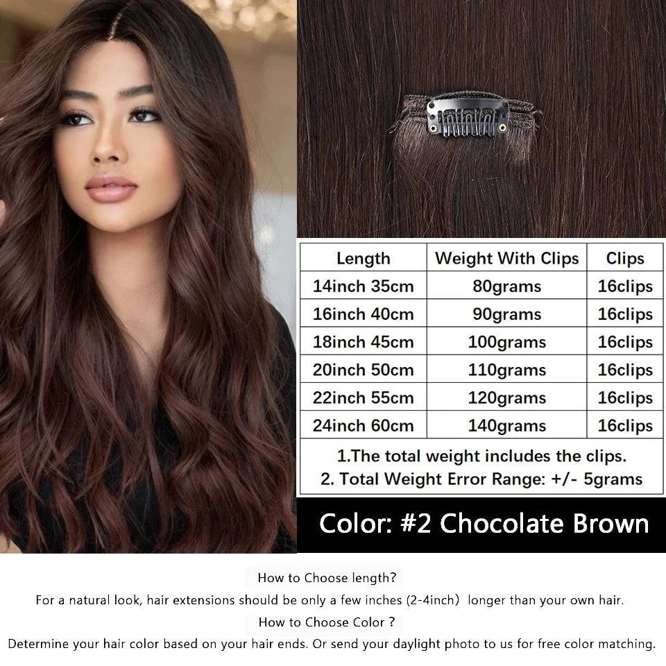 MRSHAIR Clip in Hair Extension Human Hair Real Natural Clip in Hair Extension Double Weft Full Head 7PCS Clip Ins For Add Volume - Property & Safety Tradings