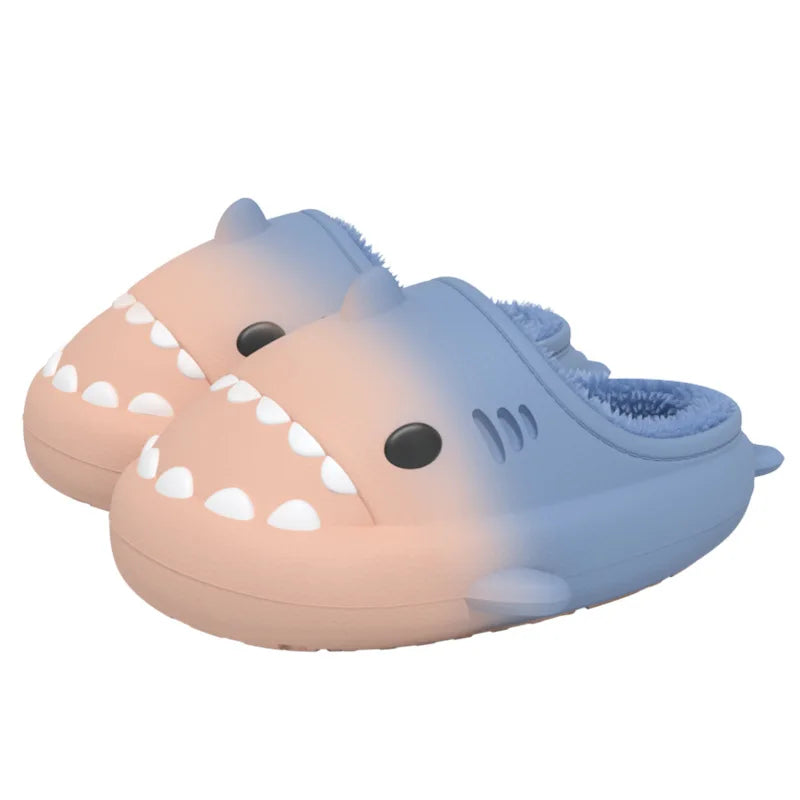 Comwarm Shark Plush Slippers For Women Men Autumn And Winter Warm Cartoon Cotton Slipper Non-Slip Waterproof Outdoor Home Shoes - PST PS Tradings